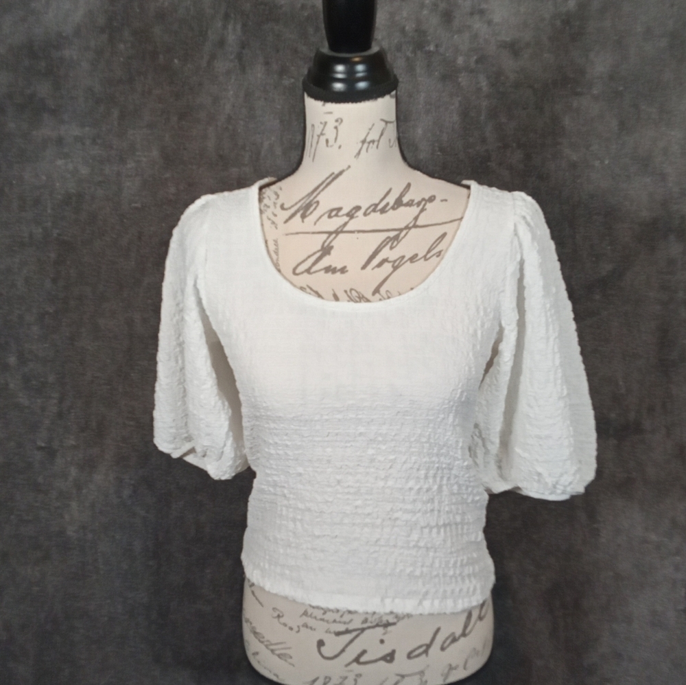 Maeve by Anthropologie balloon sleeve textured top new with defects size Medium